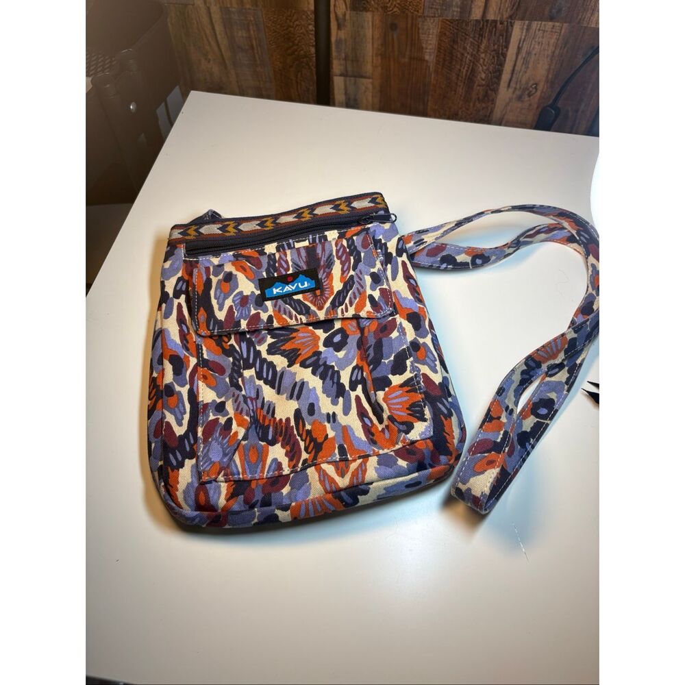 Kavu Crossbody Bag Floral Abstract Print Canvas Adjustable Strap
